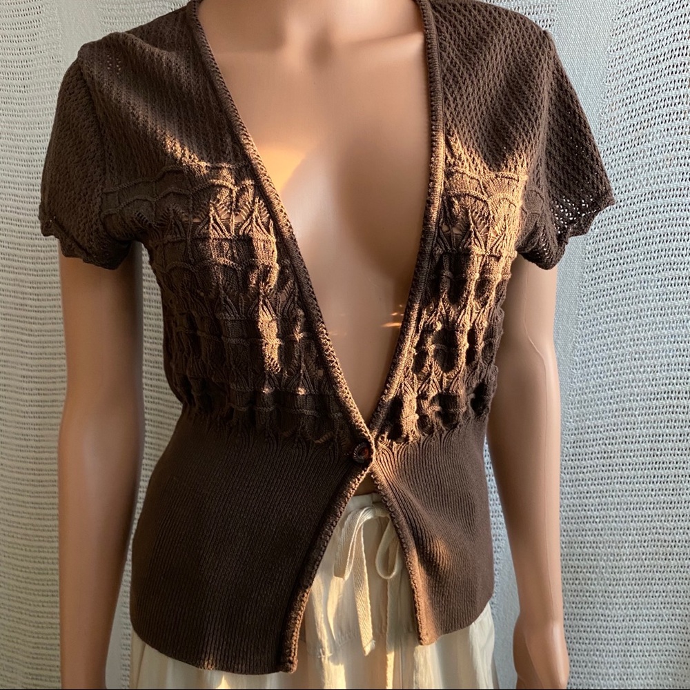 NY Collection Womens Short Bell Sleeve Sweater